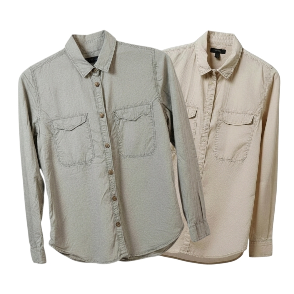 J. Crew Light Tan  And Olive Green Casual Button Down Shirts - Both Included